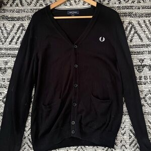 Fred Perry Black Cardigan Sweater